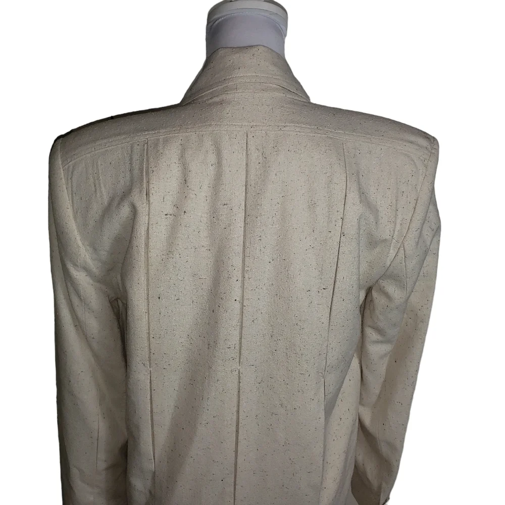 Naturelle George Georgiou Tan Beige 100% Silk Blazer Sz XS Western Style Jacket - Picture 5 of 16
